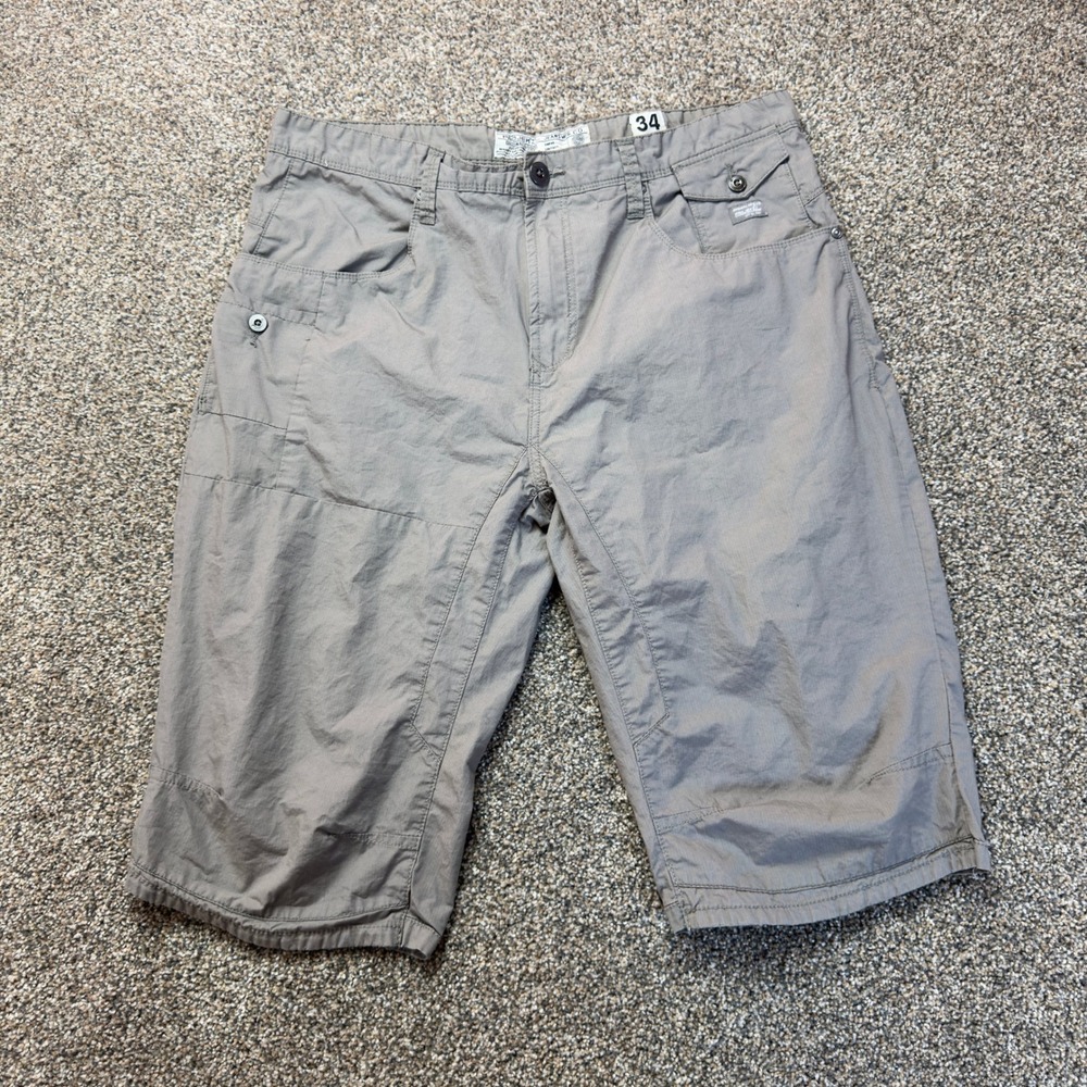 Projek Raw Mens Grey Ripstop Cargo Shorts Size 34 Utility Casual 128857ROSS